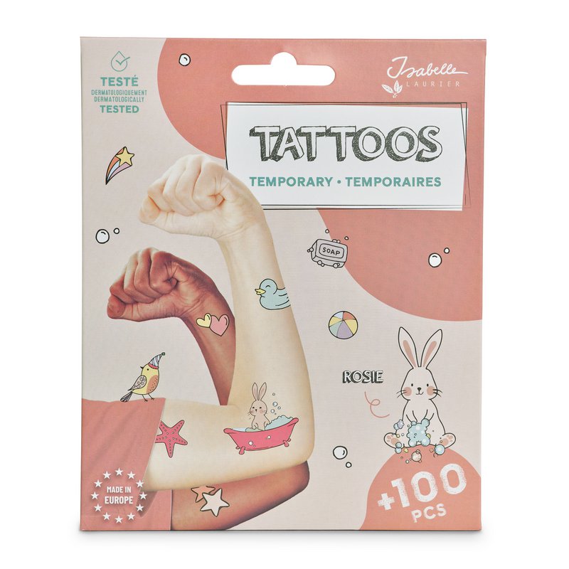 Tatuaggi temporanei - Rosie the Rabbit - 4 fogli con + 100 tatuaggi