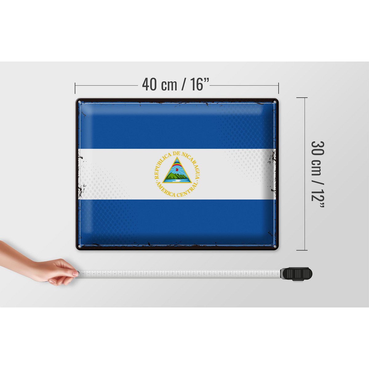 Tin Sign Flag Nicaragua 40x30cm Retro Flag Nicaragua