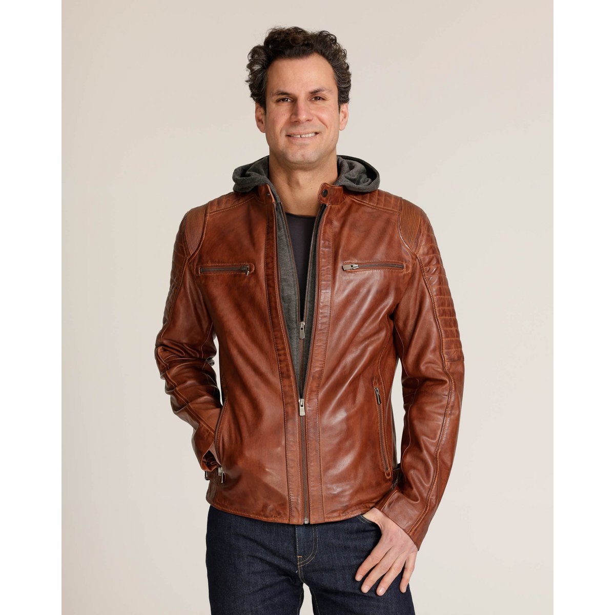 Jasper │ Veste à sweat à capuche en cuir masculin