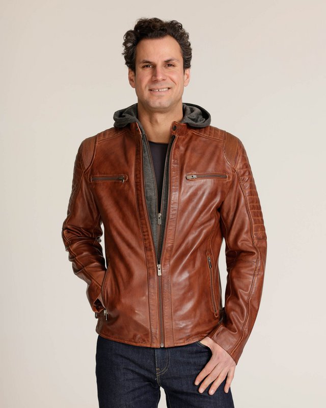 Jasper │ Veste à sweat à capuche en cuir masculin