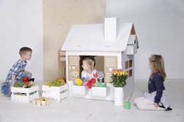 Pap playhouse til børn, havehus, DIY, 3+år, til fødselsdag og fest, legetøj, farvelægning, børnelegetøj, miljøvenlig