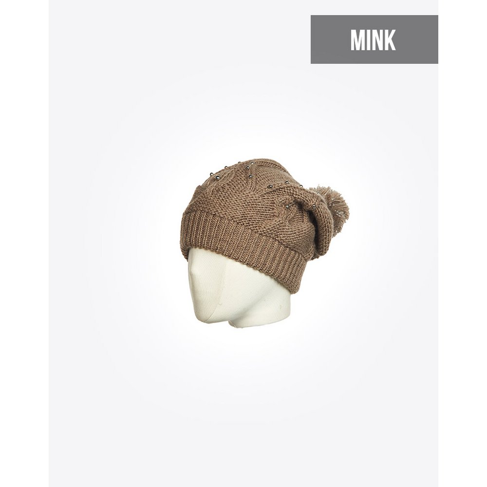 Dameshoed met pompon en parels: TASLI