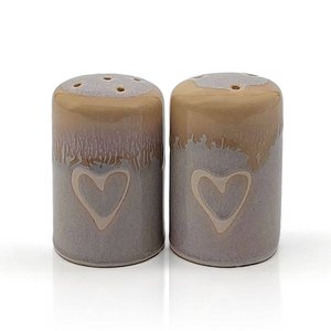 Stoneware Salz- und Pfefferstreuer Set "Herz" sand