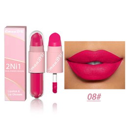 18 Colors 2 in 1 Matte Lipstick Liquid Purple Lip Glaze Double Head Lip Makeup Lasting Waterproof Velvet Sexy Dark Red Lipsticks
