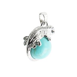 Stabilized Turquoise Pendant - Lizard