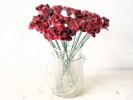 Rose flower ceramic red 3.5 cm