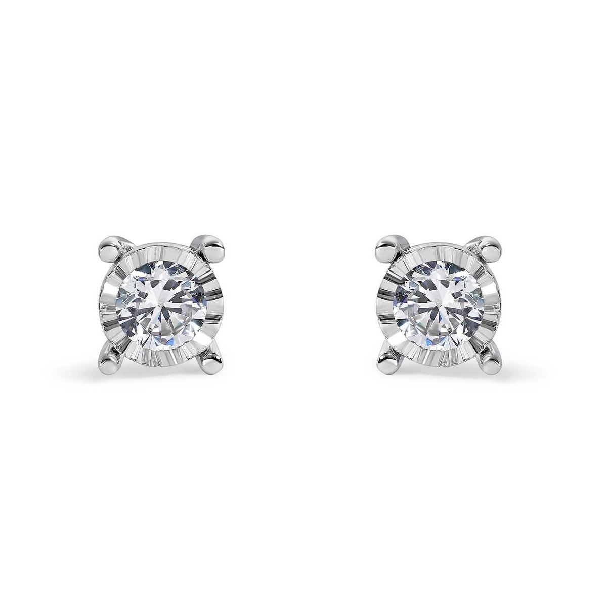Kolczyki z białego złota z krążkiem 3,8 mm i diamentami 2,90 mm (0,20 Cts HSI2)