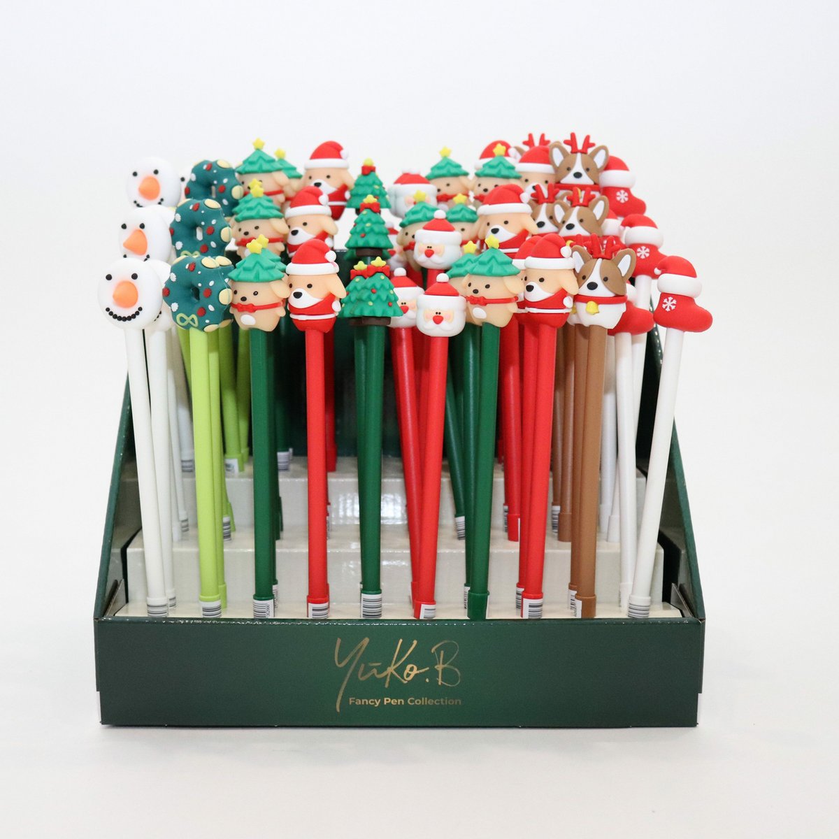 Display of 60 Christmas pens