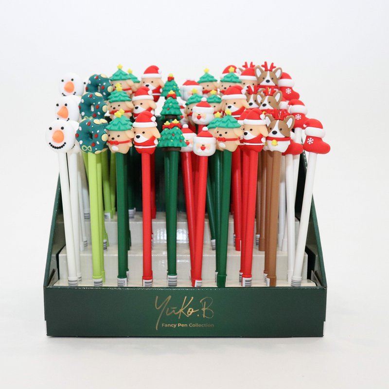 Display of 60 Christmas pens