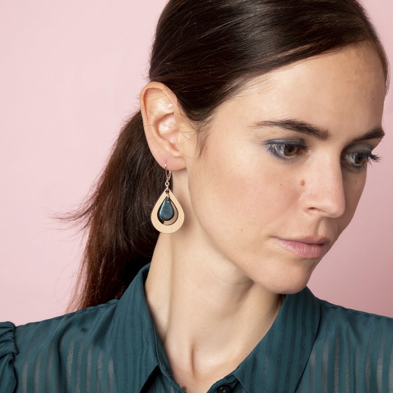 ALMOND petrol blue earrings