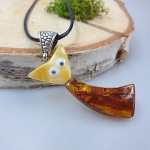 Cat pendant Necklace for cat lovers Handmade jewellery Baltic Amber Necklace for adults or kids