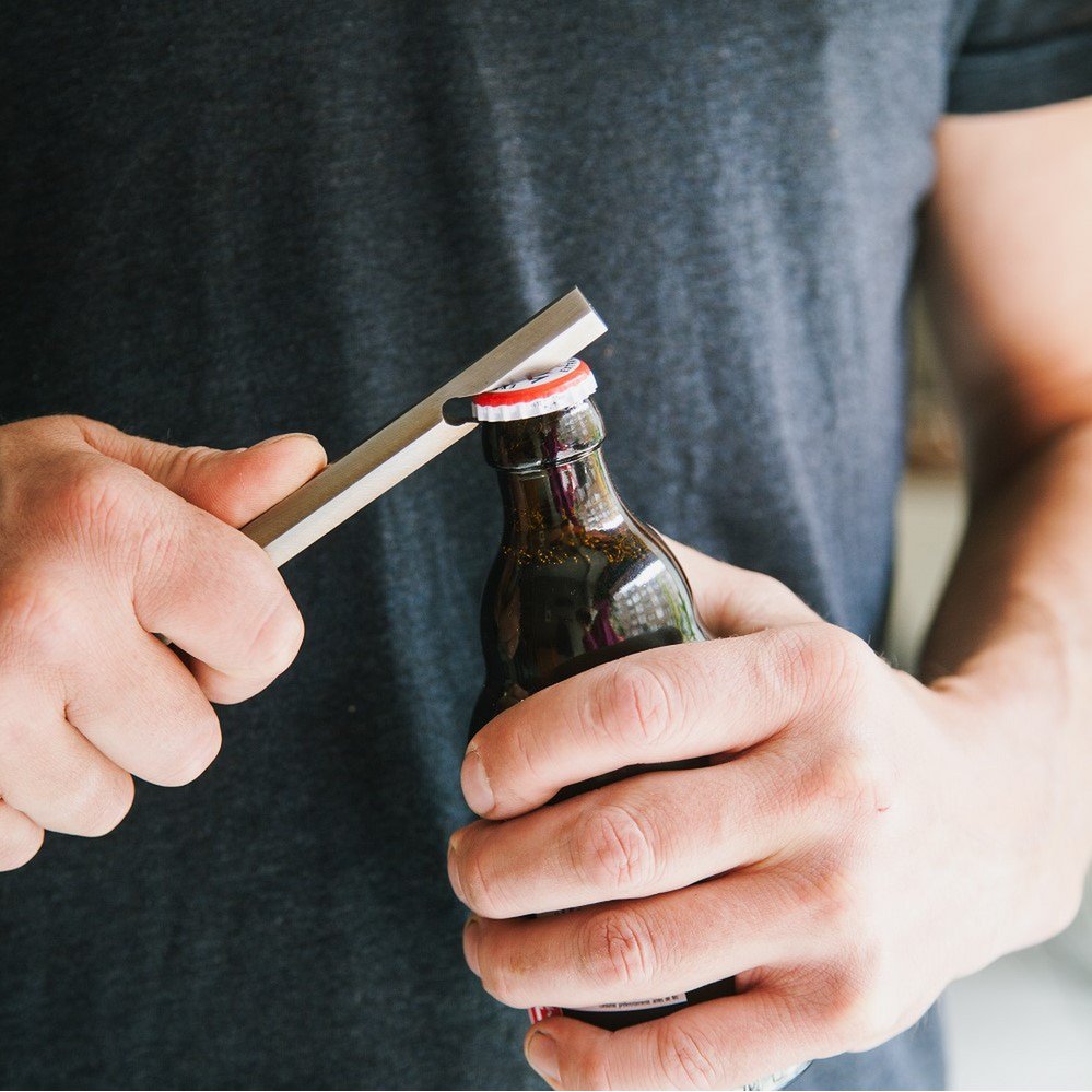 Bottle opener with leather sleeve, Brut Homeware