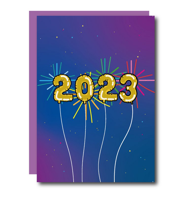 Karta szczęśliwego nowego roku 2023 fajerwerków