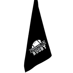 Theedoek, "Ik kan niet, ik heb rugby" zwart