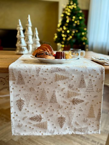 Lichte kersttafelloper, verschillende maten | Gouden Bos