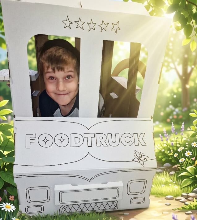 Legehus Food Truck Pap legehus til børn – DIY Construction & Coloring 3+