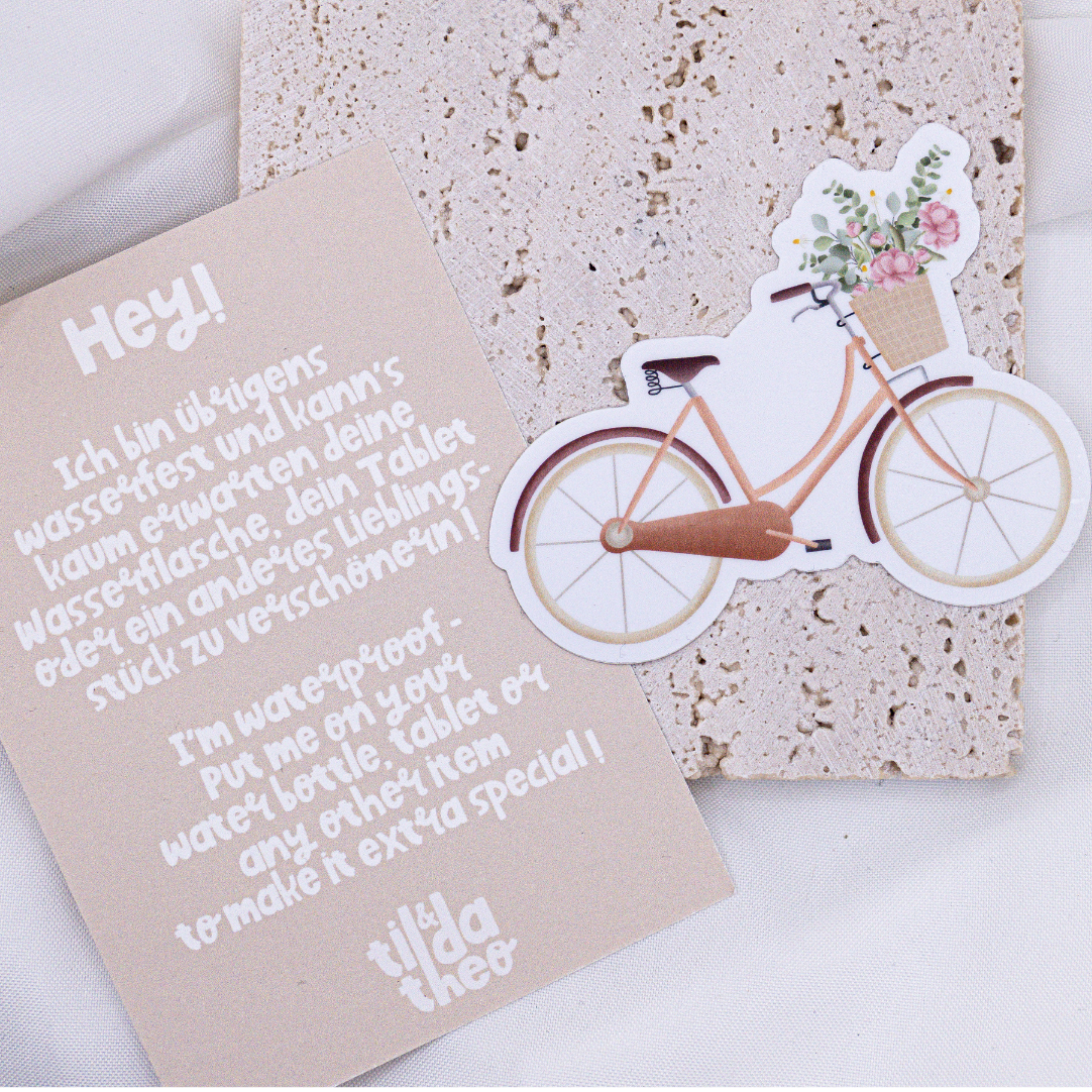 Sticker Bike Flowers Vinyl - Sticker Spring Bloemmand Kus Cut