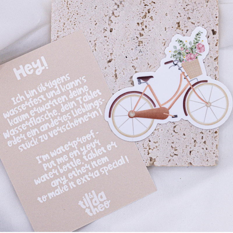 Sticker Bike Flowers Vinyl - Sticker Spring Bloemmand Kus Cut