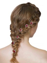 Scarlet Rose Bridal Hair Pins-One set of 8