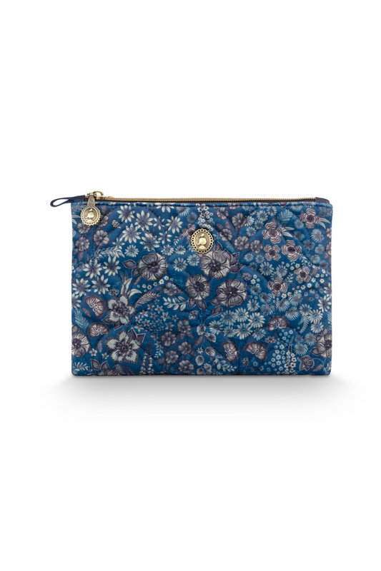 Charly Cosmetic Flat Pouch Medium Quilted Daisy Dreams Blue 24x1x15.5cm