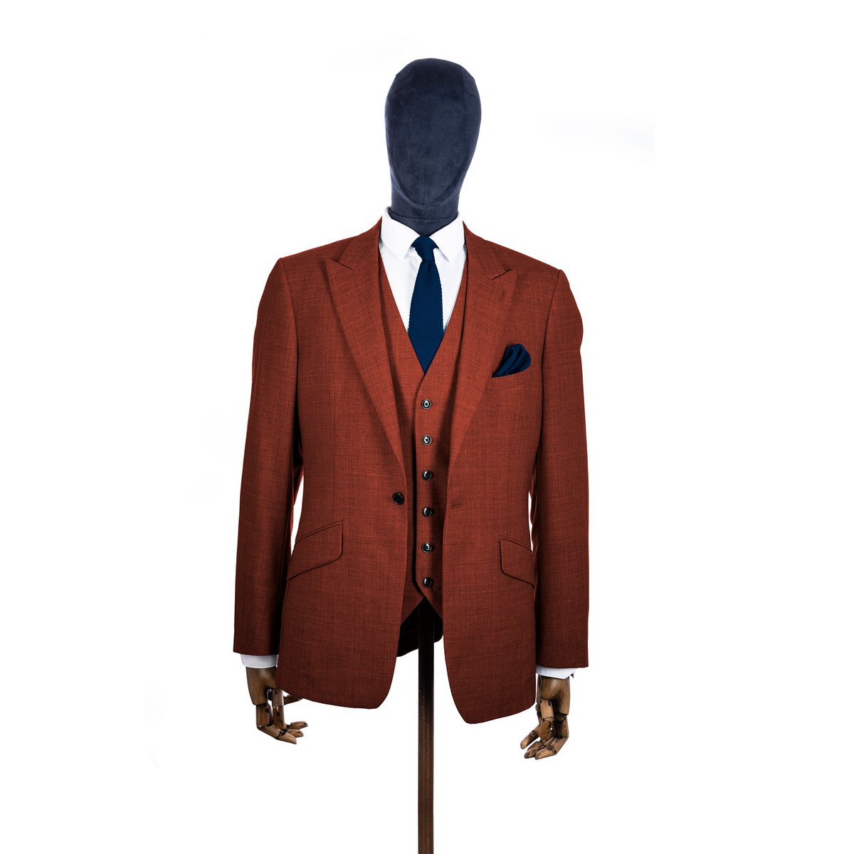 Midnight blue knitted tie and pocket square set