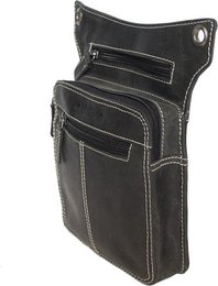 Hip bag - Black leather for the engine with extra compartment