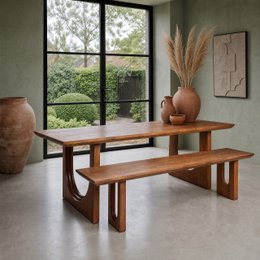 Bullnose Esszimmersofa aus abgeschrägtem Mangoholz