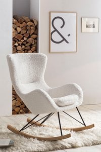 White teddy fur rocking chair