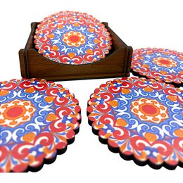 Montaña rusa de madera - 6 set - flor de loto - 9 cm