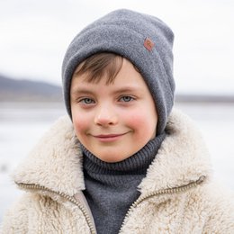 Beanie strikket Merino & Cashmere til børn