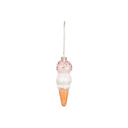 Xmas Hanger - Ice Cream - Glass - Pink/White - 5x15cm