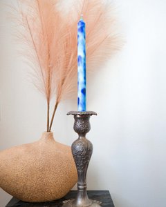 Tie Dye Taper Candle (Blau) | Abendessen Kerze