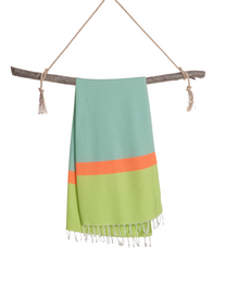 TOWEL TO GO NEON XXL Recycled Cotton Beach Towel 200x200 cm | Quick Dry | Green / Blue | with Gift Box