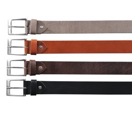 Classic leather belt, multiple colors: taupe, cognac, brown, black. Metal buckle, 3cm width, adjustable sizes.