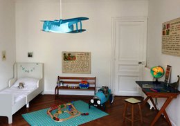TURQUOISE AIRPLANE CHILDREN'S HANGING LAMP