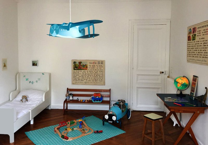 TURQUOISE AIRPLANE CHILDREN'S HANGING LAMP