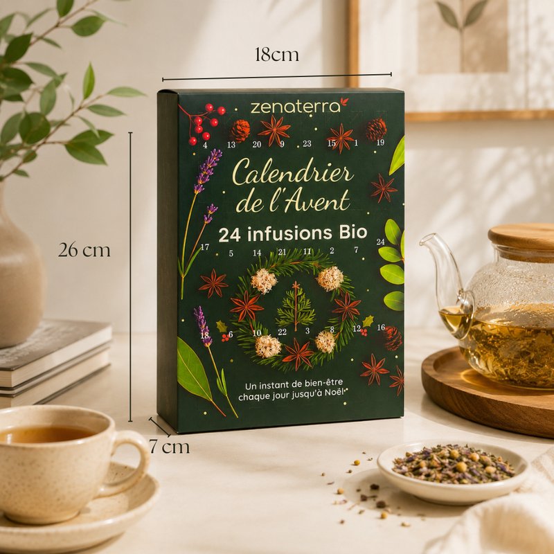 Calendario dell'Avvento 24 Tisane Biologiche – Infusi di Piante, Frutta e Spezie 100% Naturali – Confezione Regalo Gourmet & Benessere Senza Caffeina – Aromi Naturali e Benefici