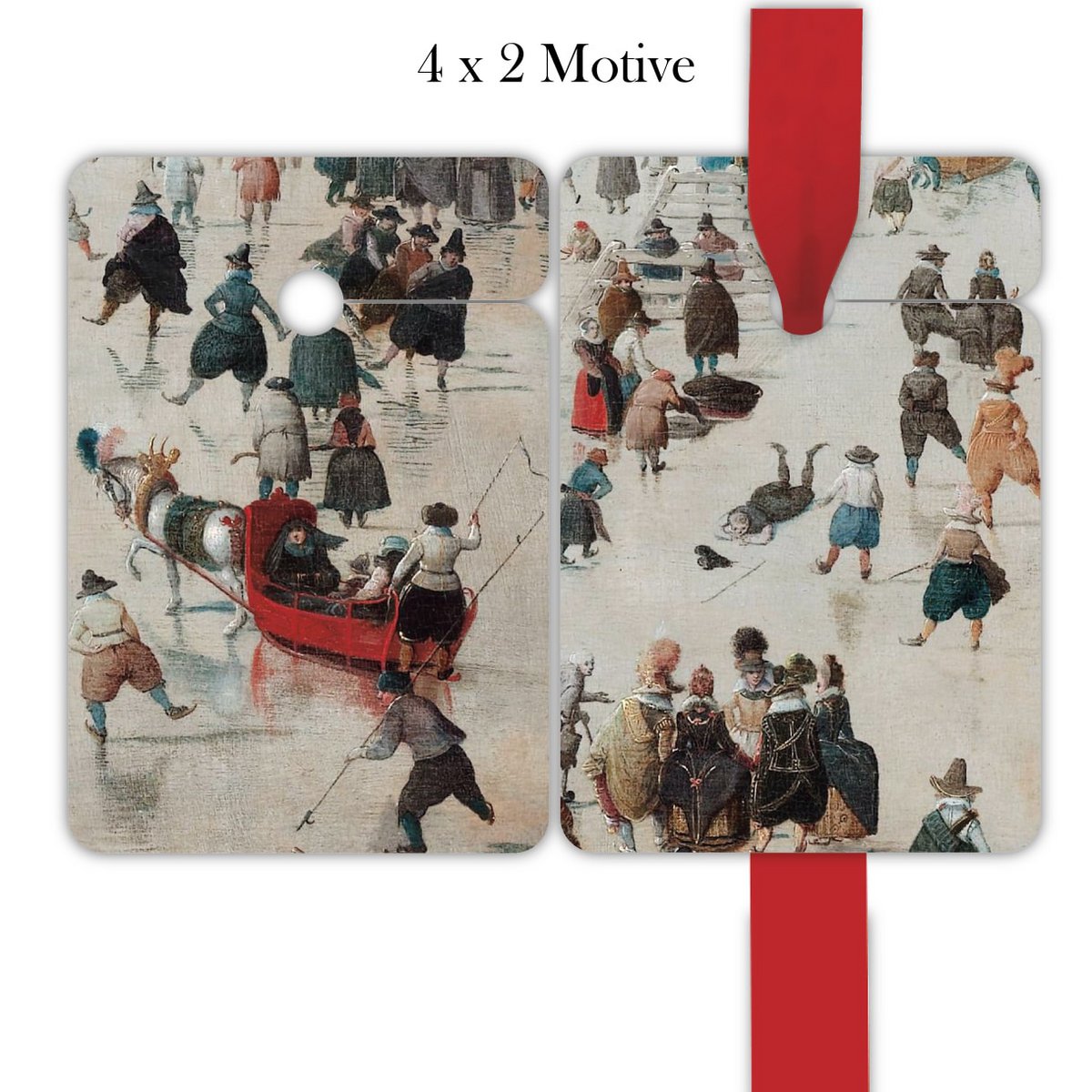 8 winter gift tags, format 6.9 x 10cm with ice skaters (2 motifs)