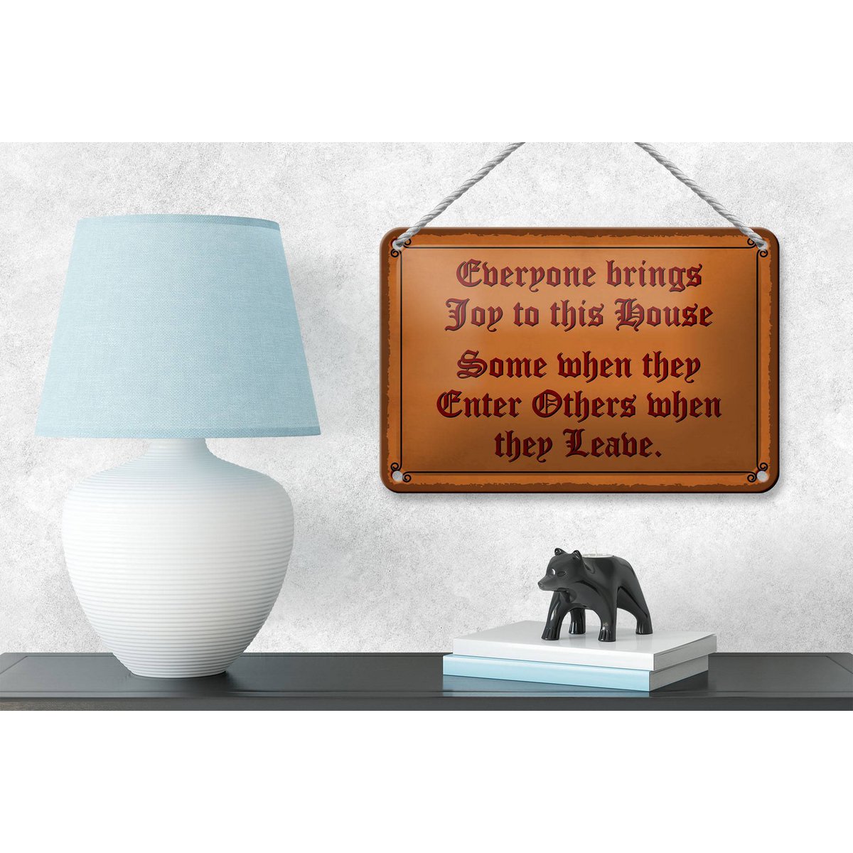 Tin sign saying 18x12cm everyone brings joy this house decoration