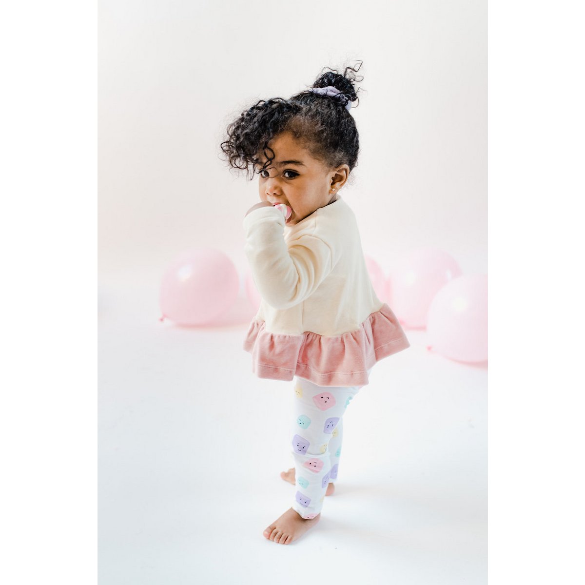 *Bestseller* Sustainable Chic Baby Cardigan Natural with Mauve Frill | 100% GOTS certified organic cotton
