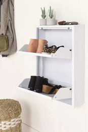 Metal shoe cabinet 2 doors | Matte white