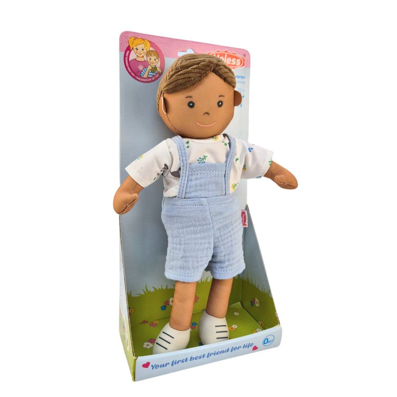 Stof Doll '' Noah '' med outfit til at sætte på og tage af, 32 cm