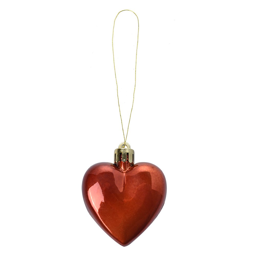 Kerstbal Set van 8 Hart 5 cm Meerkleurig Kunststof