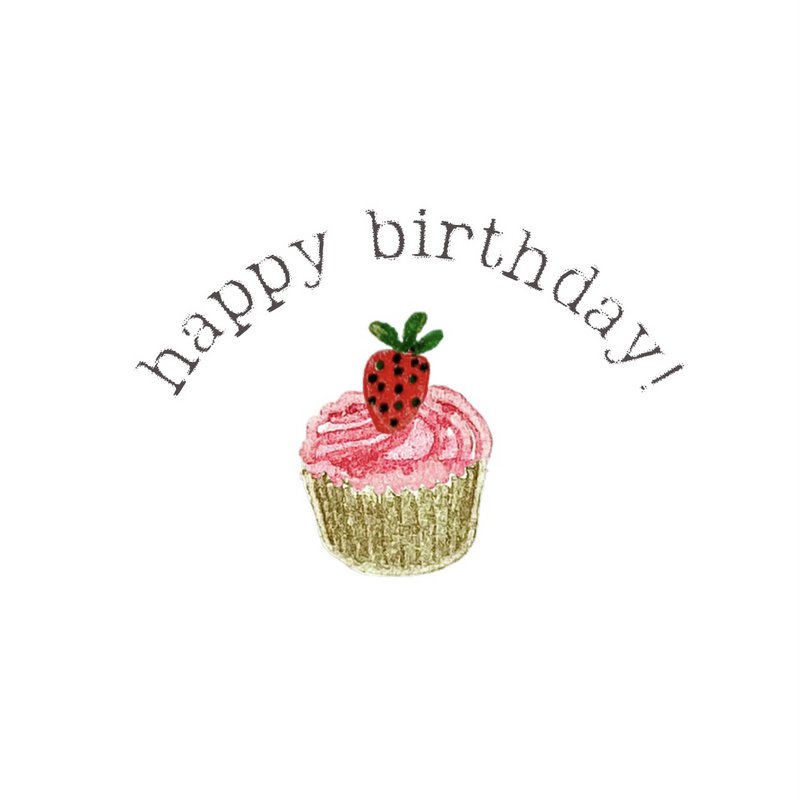 Card Happy Birthday Cupcake Strawberry