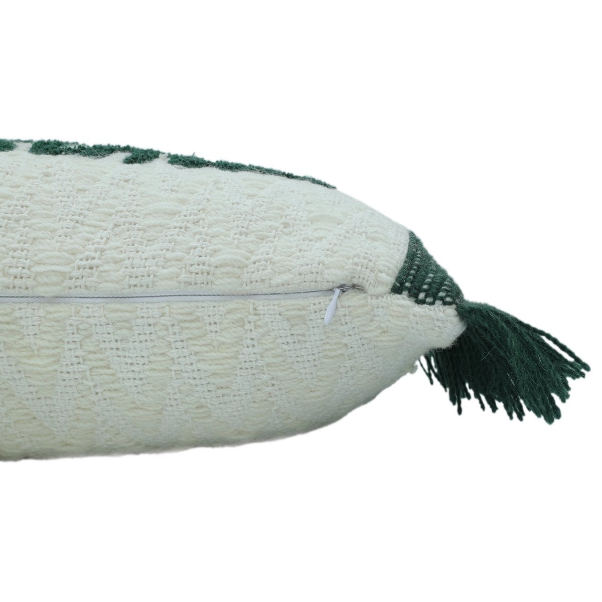Green & Creme Merry Christmas – Funda de cojín / Kussenhoes – Navidad 35×50 cm con flecos – Urbane Hide