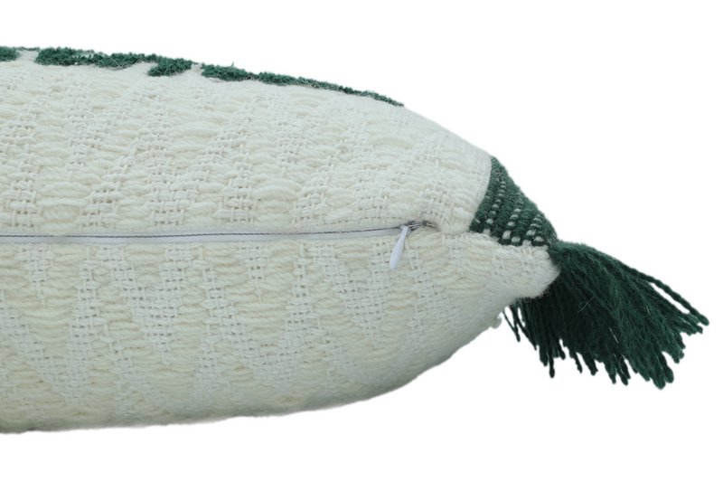Green & Creme Merry Christmas – Funda de cojín / Kussenhoes – Navidad 35×50 cm con flecos – Urbane Hide