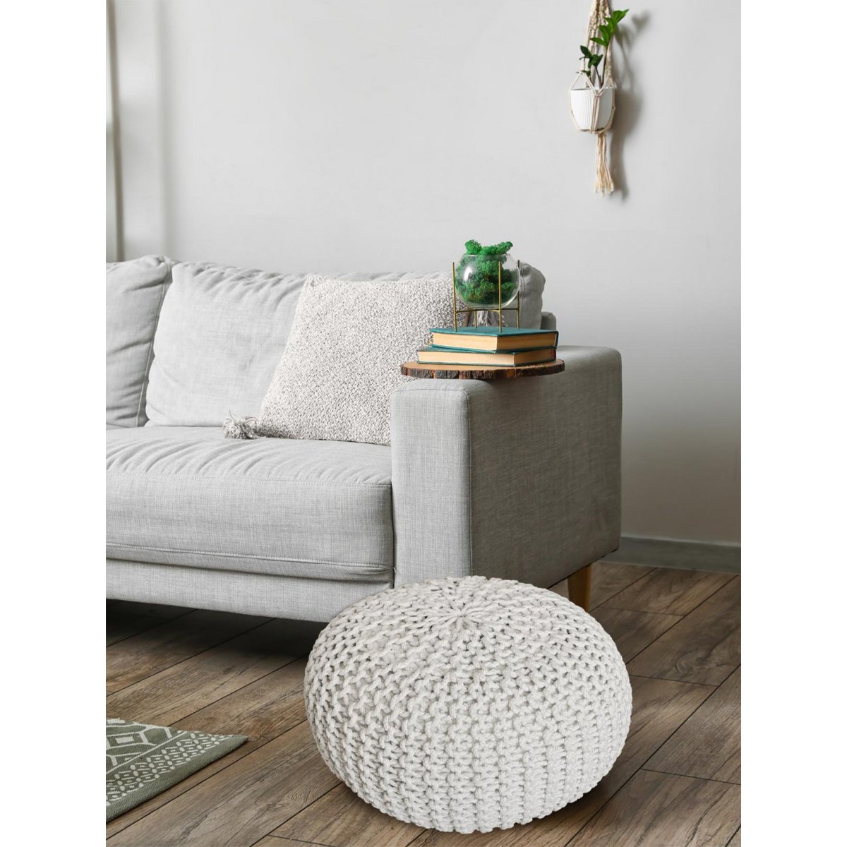Pouf Ø 55 h 37 h 37 tabouret de tricot siège de planche de sol de pouf durable