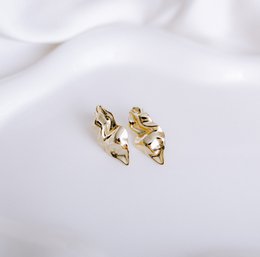 Golden wave earrings gold 14k gold -plated statement