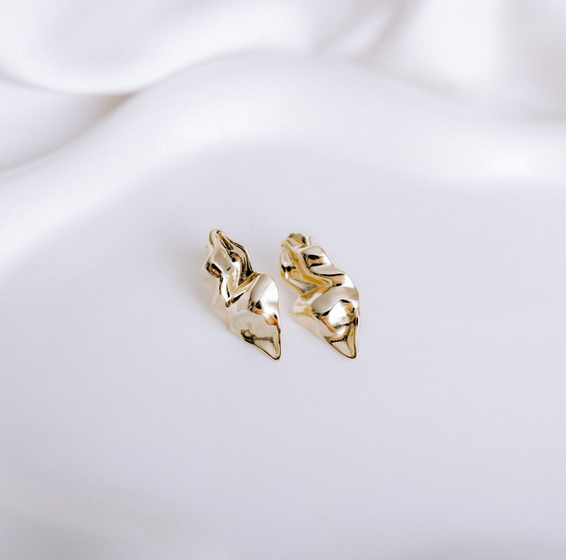 Golden wave earrings gold 14k gold -plated statement