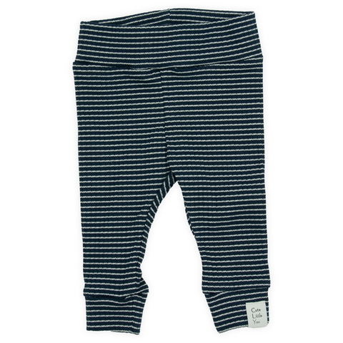 Legging | Kleine ribbe | Marine - wit